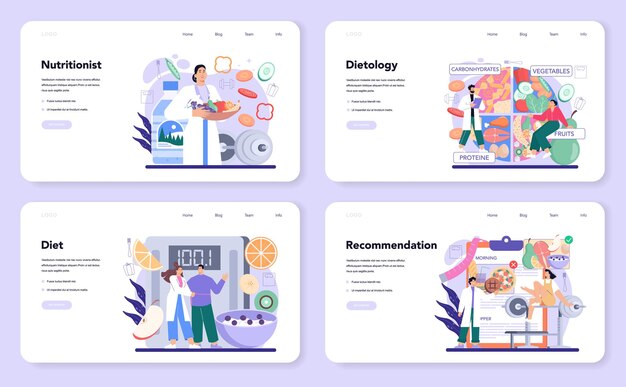 Nutritionist web banner or landing page set nutrition therapy