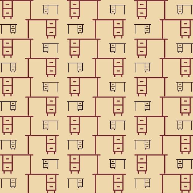 office desk design colorful repeating elements seamless pattern vector illustration background
