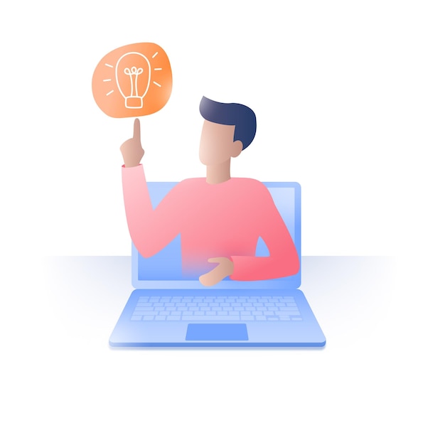 office vector illustration man with an idea