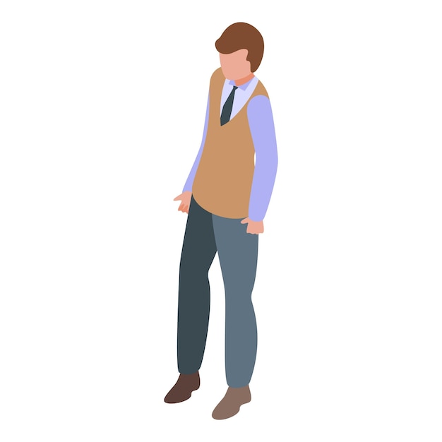 Office worker standing isometric icon businessman character