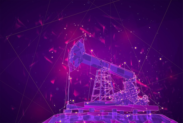 oil derrick vector 3d object mining of minerals abstract explosion of particles