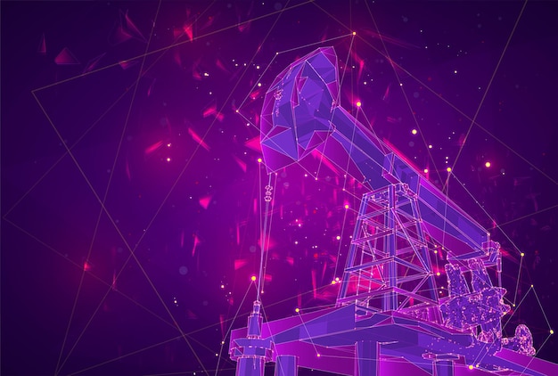 oil derrick vector 3d object mining of minerals abstract explosion of particles