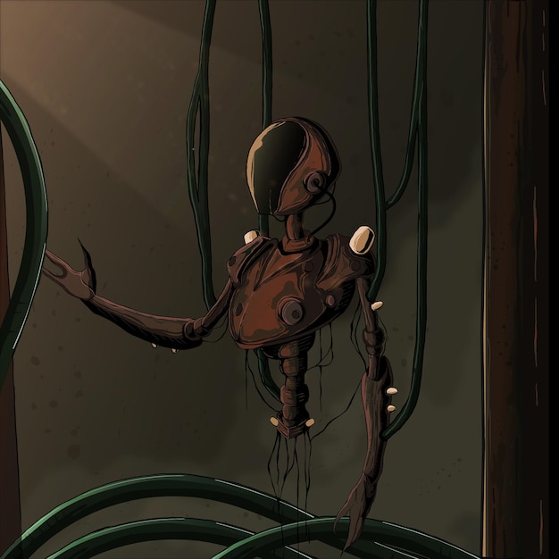 old rusty and dismantled robot