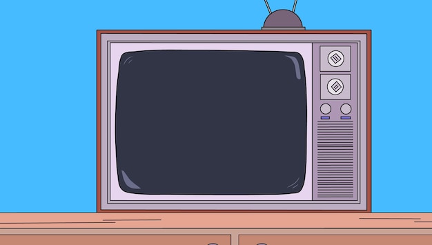 Old Television on a table Flat illustration
