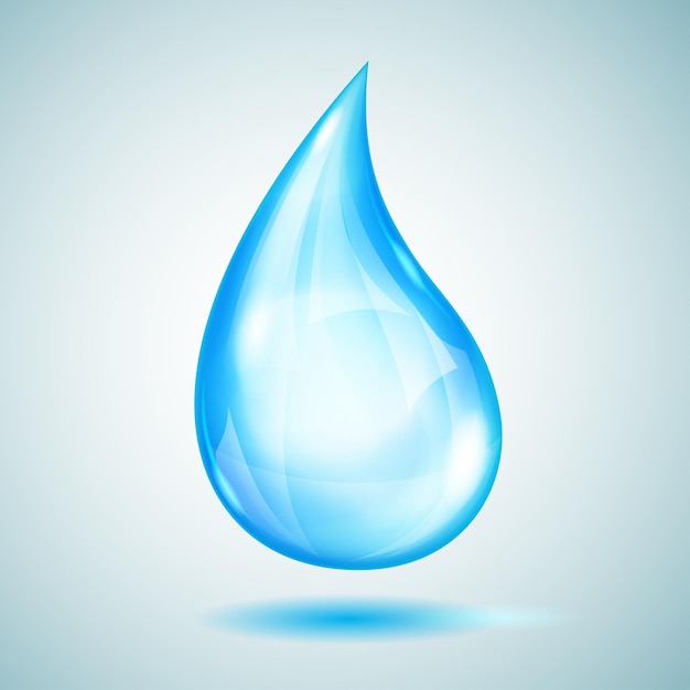 one big transparent light blue drop with shadow
