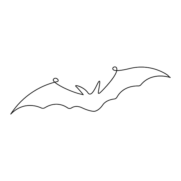 one continuous line drawing cute flying bat vector illustration