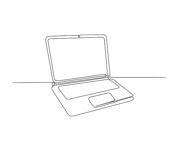 One continuous line drawing Notebook or Laptop illustration