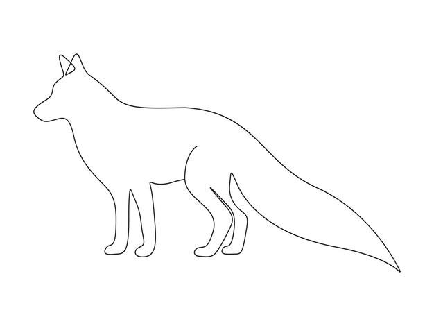 One continuous line drawing of fox Isolated on white background vector illustration Premium vector