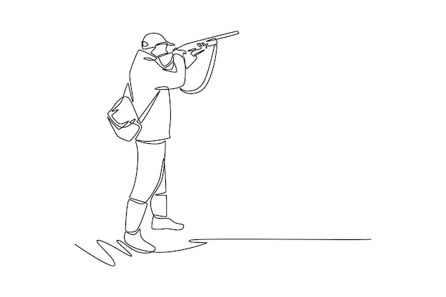 One continuous line drawing of happy people running fast hurrying and hunting concept Doodle vector illustration in simple linear style