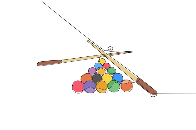 One continuous line drawing young woman focus aiming before hit the pool billiard balls with stick
