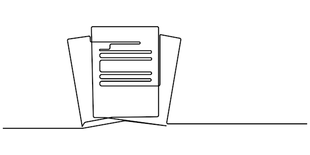 one continuous line vector drawing of a folder outline documents background icon saving securities