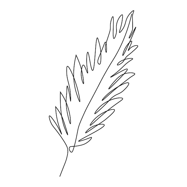 One line continuous boho leaves single line drawing art boho plant art botanical leaves isolated