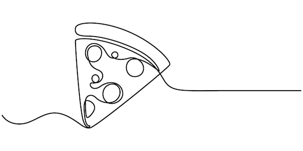One line Drawing or illustration of slice of pizza with pepperoni and mushrooms Pizzeria
