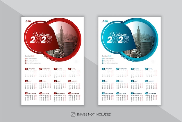 One page wall calendar design template 2025 modern 12 months one page calendar design clean design