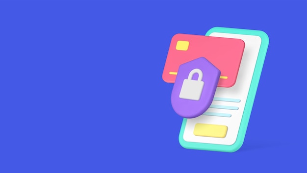 Online banking application money protection transfer smartphone service 3d icon realistic vector