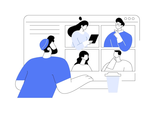 Online discussion isolated cartoon vector illustrations Group of students having live session during distance learning video conference online degree virtual education vector cartoon