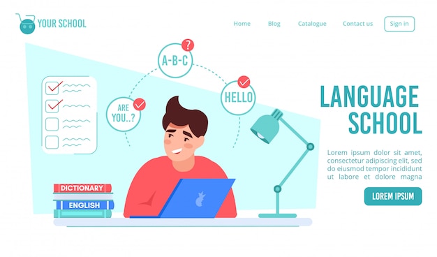 Online language course order landing page design