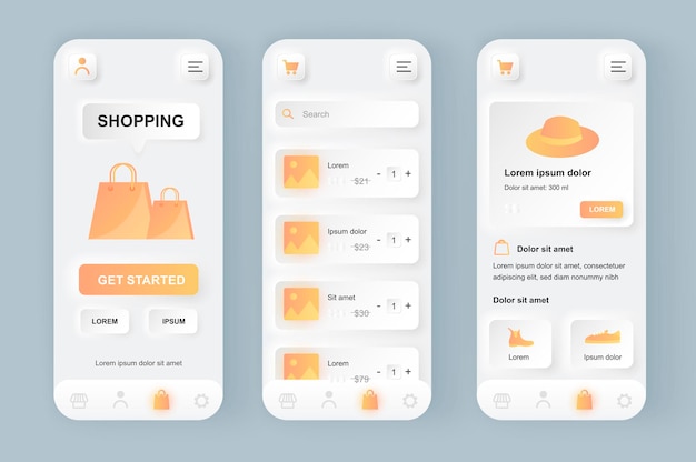 online shopping modern neumorphic design ui mobile app