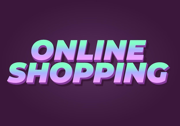 Online shopping Text effect in 3D style with modern colors