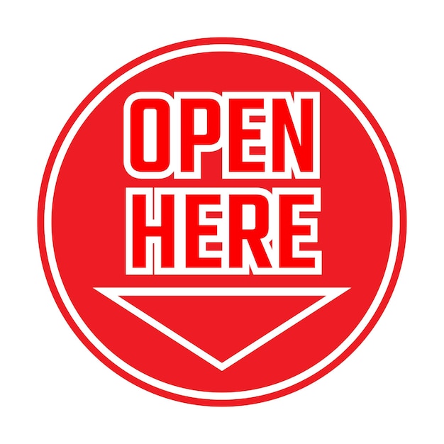 open here sign or stamp