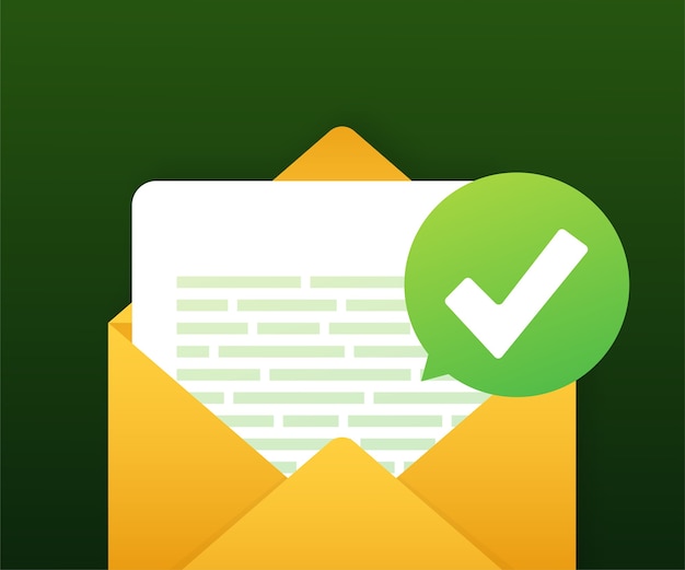 Opened envelope and document with green check mark
