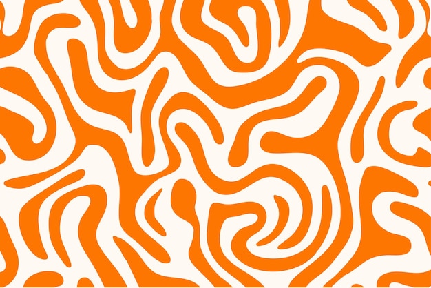 Orange irregular organic lines seamless pattern