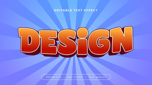 Orange red and blue design 3d editable text effect font style