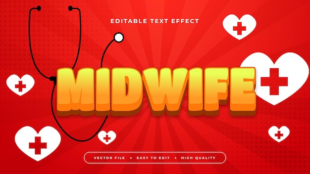 Orange red and white midwife 3d editable text effect font style