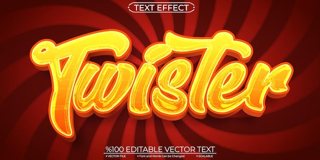 orange shiny twister editable and scalable template vector text effect