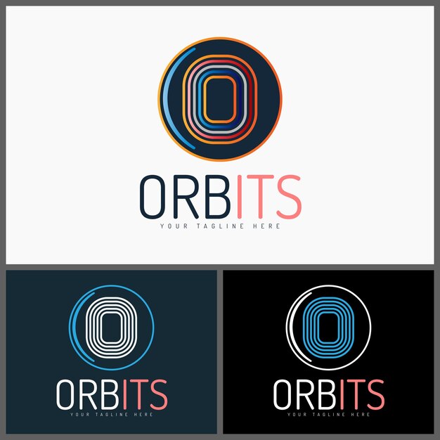 Orbits initial O font line style logo sett maler design