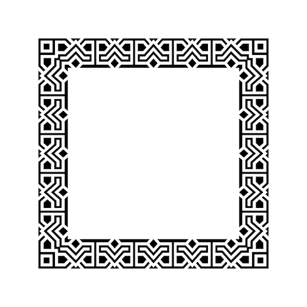 Ornamental geometrisk kvadratisk kant mønsterdesign med symmetriske former