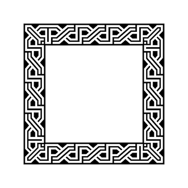 Ornamental geometrisk kvadratisk kant mønsterdesign med symmetriske former