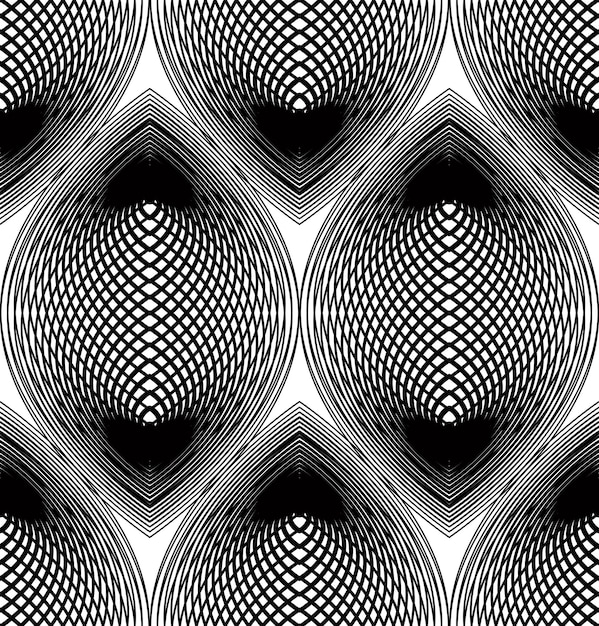 ornate vector monochrome abstract background with overlapping black lines. symmetric decorative graphical pattern, geometric stripy illustration.
