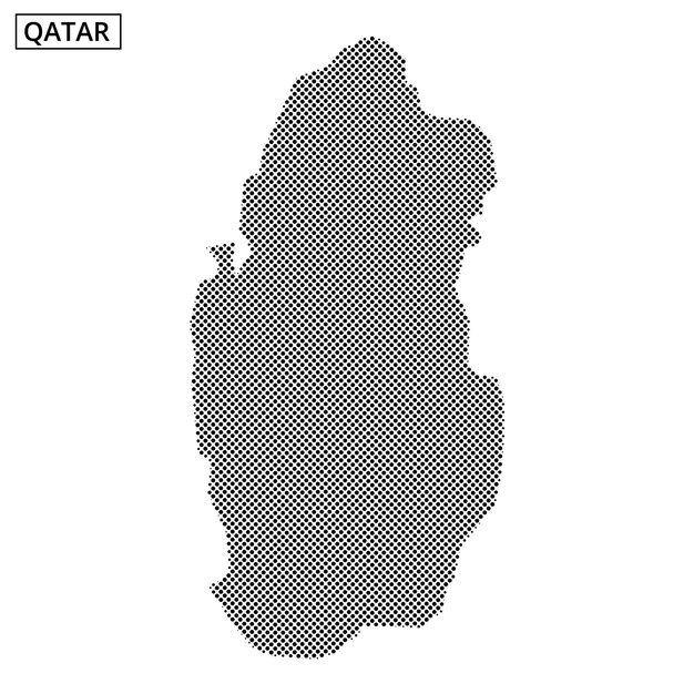 Outline of Qatar displayed with a unique dotted pattern and textured background