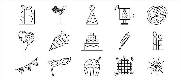 Outline Party Icon Collection