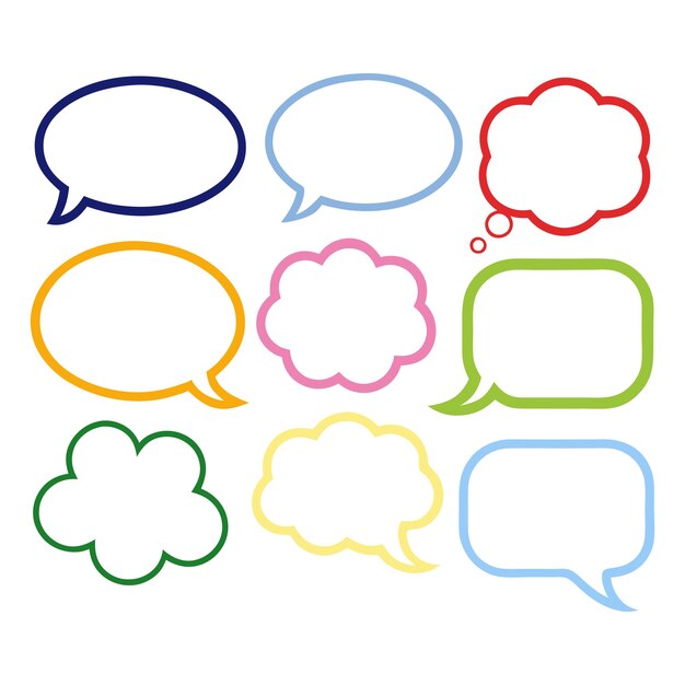 outline speech bubbles and dialog boxes vector collection for versatile use