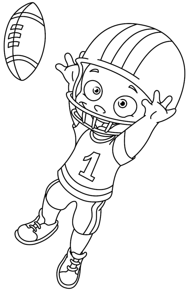 Vektor outlined football kid vector illustration coloring page