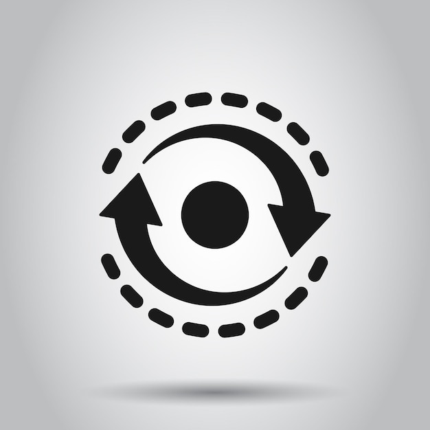 Oval with arrows icon in transparent style Consistency repeat vector illustration on isolated background Reload rotation business concept