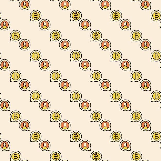 P2P Bitcoin vector Crypto Currency in Speech Bubble Exchange colored seamless pattern