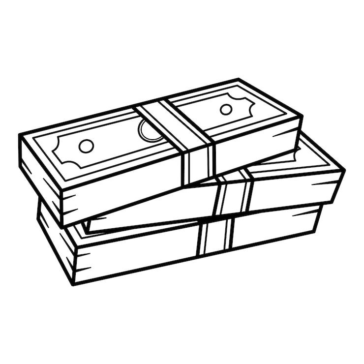 Vektor packs of dollars for coloring