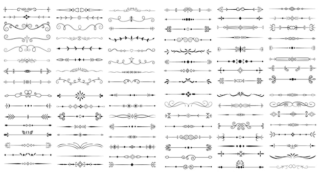 Page Divider And Design Elements Set of Various Simple Black Divider Design Assorted Divider