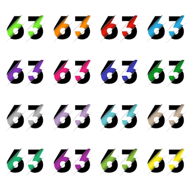 Paper cut number sixty three 63 Realistic 3D multi layers papercut effect isolated