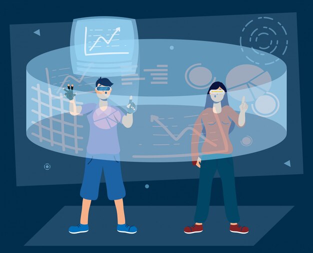 Par som bruker augmented reality-teknologi