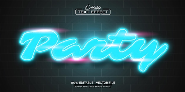 Party blå glød neon teksteffekt redigerbar