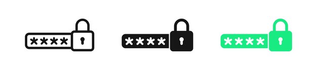 password icon login symbol lock signs safe computer symbols security code icons black and green color vector sign