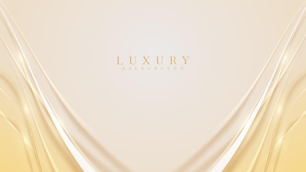 pastel yellow color luxury background with glitter golden curve line