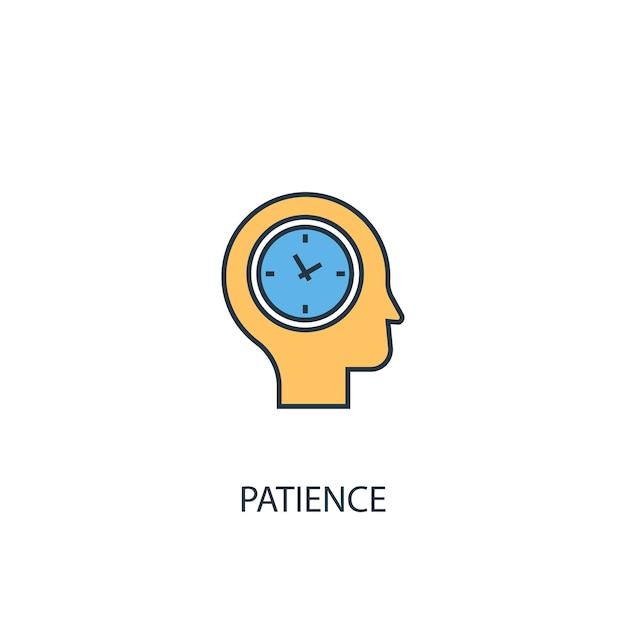 patience concept 2 colored line icon. simple yellow and blue element illustration. patience concept outline symbol design