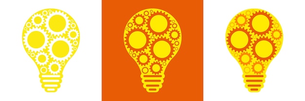 pattern of gears on the background of a yellow lamp flat vector illustration
