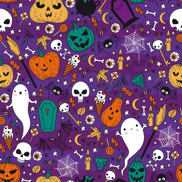 Pattern with Halloween drawings