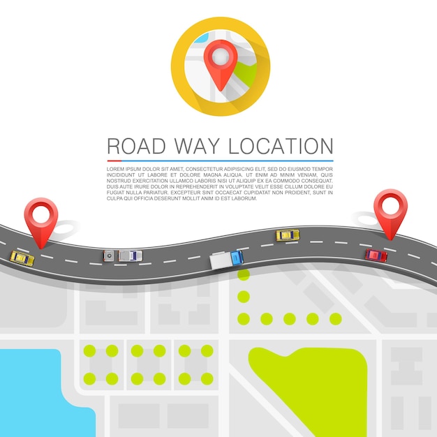 Paved path on the road art. Vector background